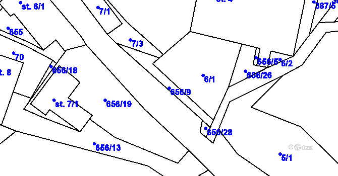 Parcela st. 656/9 v KÚ Šach, Katastrální mapa