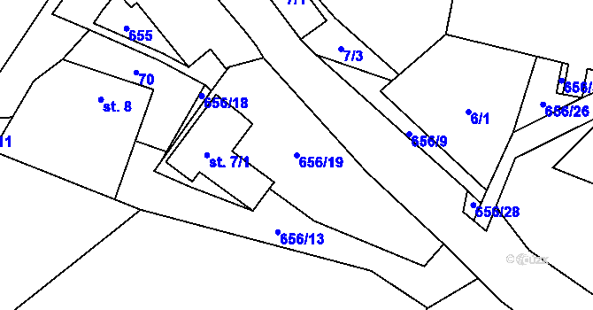 Parcela st. 656/19 v KÚ Šach, Katastrální mapa