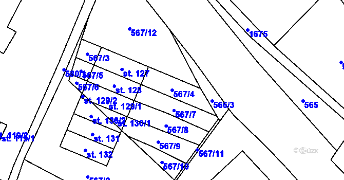 Parcela st. 567/4 v KÚ Volfířov, Katastrální mapa