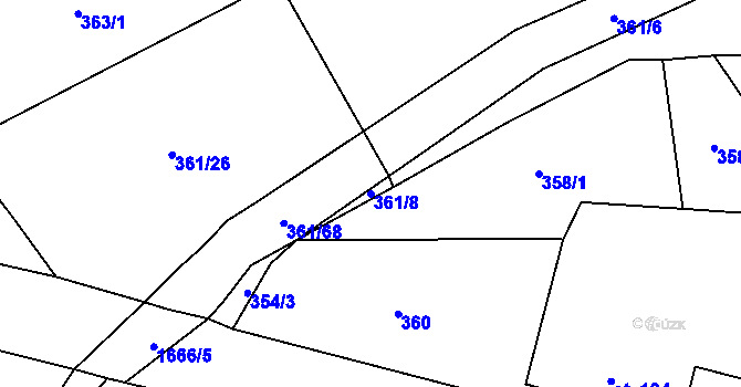 Parcela st. 361/8 v KÚ Volfířov, Katastrální mapa
