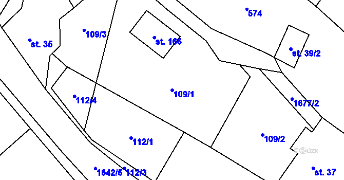 Parcela st. 109/1 v KÚ Volfířov, Katastrální mapa