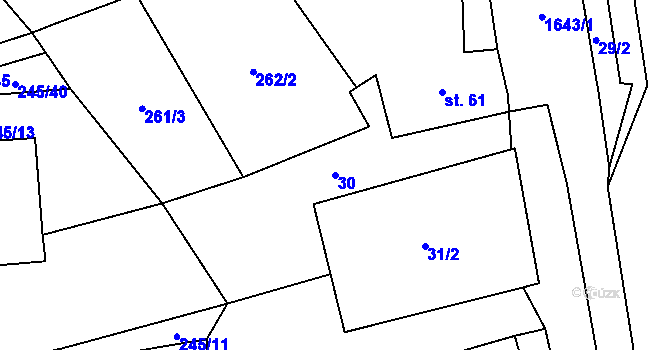 Parcela st. 30 v KÚ Volfířov, Katastrální mapa
