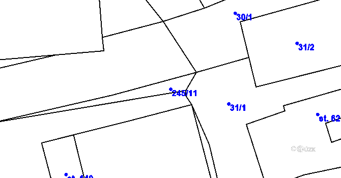 Parcela st. 245/11 v KÚ Volfířov, Katastrální mapa