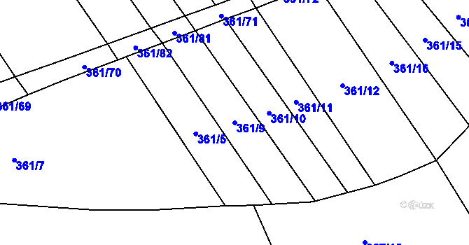 Parcela st. 361/9 v KÚ Volfířov, Katastrální mapa