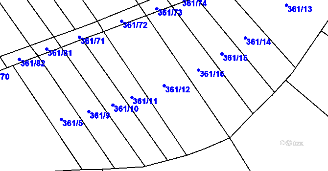 Parcela st. 361/12 v KÚ Volfířov, Katastrální mapa