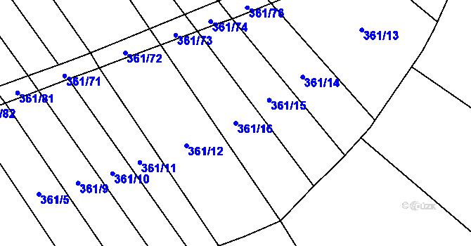 Parcela st. 361/16 v KÚ Volfířov, Katastrální mapa