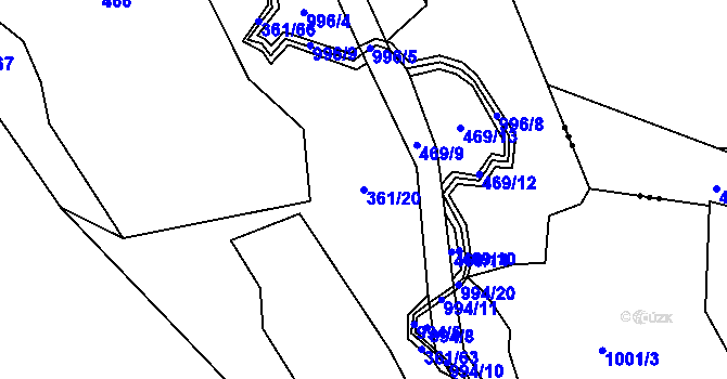 Parcela st. 361/20 v KÚ Volfířov, Katastrální mapa