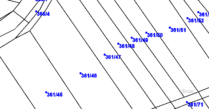 Parcela st. 361/47 v KÚ Volfířov, Katastrální mapa