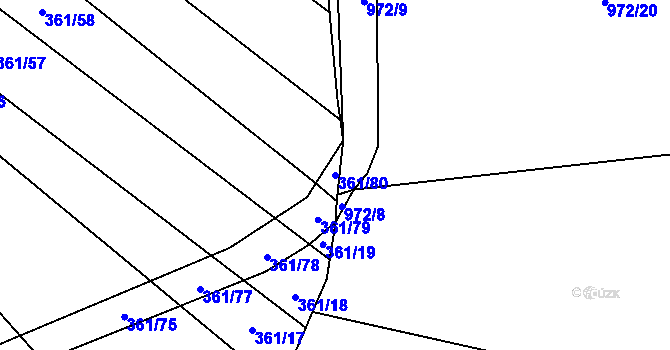 Parcela st. 361/80 v KÚ Volfířov, Katastrální mapa