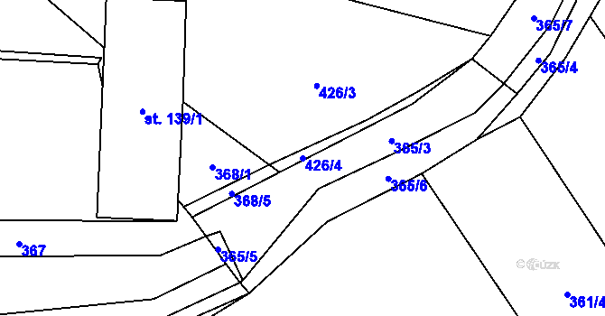 Parcela st. 426/4 v KÚ Volfířov, Katastrální mapa