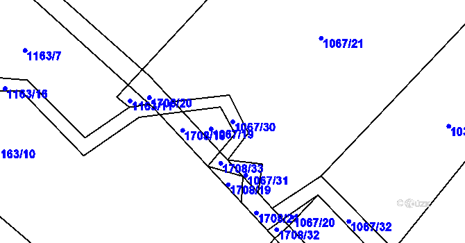 Parcela st. 1067/30 v KÚ Volfířov, Katastrální mapa