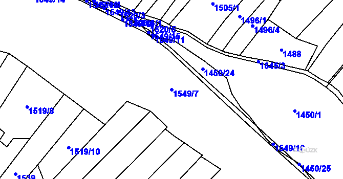 Parcela st. 1549/7 v KÚ Volfířov, Katastrální mapa