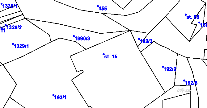 Parcela st. 15 v KÚ Volfířov, Katastrální mapa