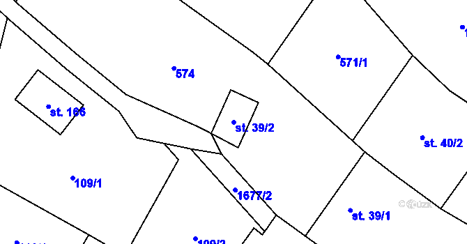 Parcela st. 39/2 v KÚ Volfířov, Katastrální mapa