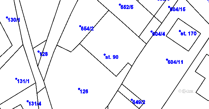 Parcela st. 90 v KÚ Volfířov, Katastrální mapa