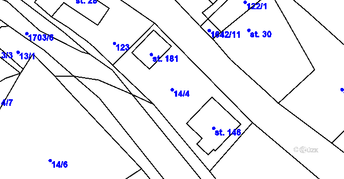 Parcela st. 14/4 v KÚ Volfířov, Katastrální mapa