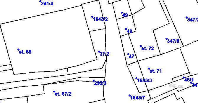 Parcela st. 37/2 v KÚ Volfířov, Katastrální mapa