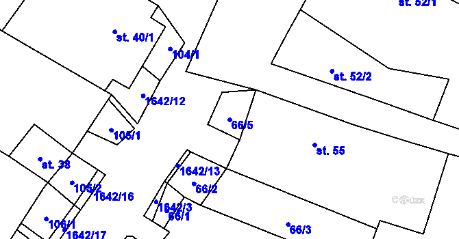 Parcela st. 66/5 v KÚ Volfířov, Katastrální mapa
