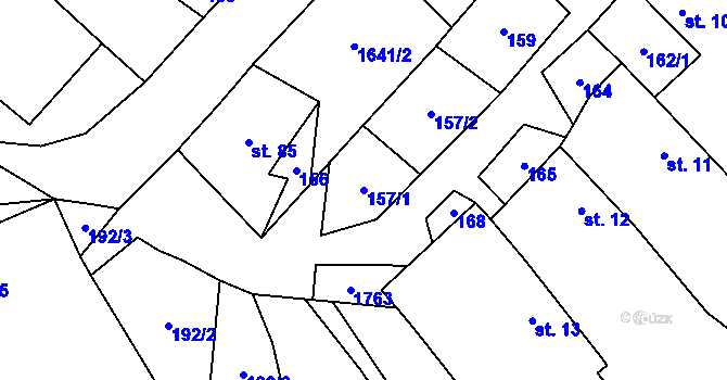 Parcela st. 157/1 v KÚ Volfířov, Katastrální mapa