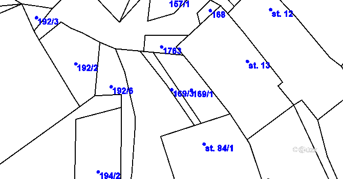 Parcela st. 169/3 v KÚ Volfířov, Katastrální mapa