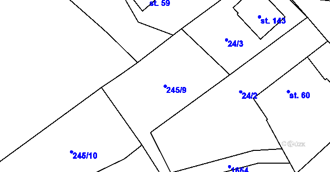 Parcela st. 245/9 v KÚ Volfířov, Katastrální mapa