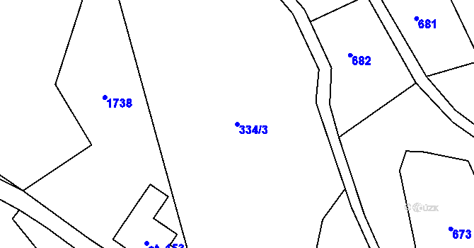Parcela st. 334/3 v KÚ Volfířov, Katastrální mapa