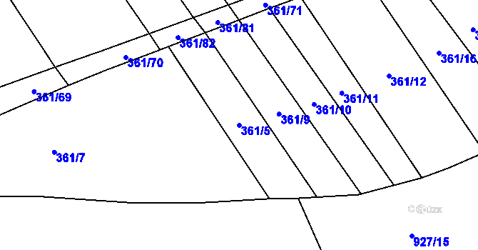 Parcela st. 361/5 v KÚ Volfířov, Katastrální mapa