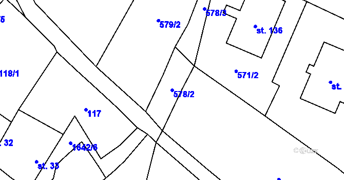 Parcela st. 578/2 v KÚ Volfířov, Katastrální mapa