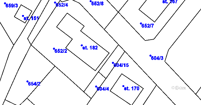 Parcela st. 652/6 v KÚ Volfířov, Katastrální mapa