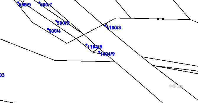 Parcela st. 1104/9 v KÚ Volfířov, Katastrální mapa