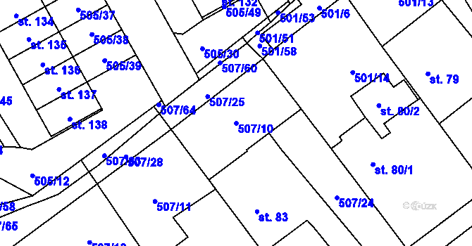 Parcela st. 507/10 v KÚ Voltuš, Katastrální mapa