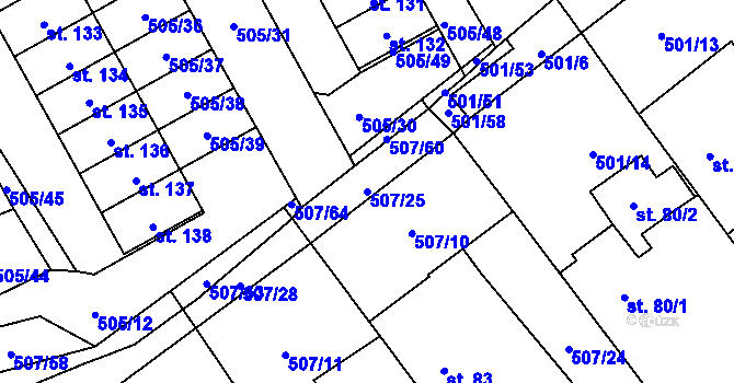 Parcela st. 507/25 v KÚ Voltuš, Katastrální mapa