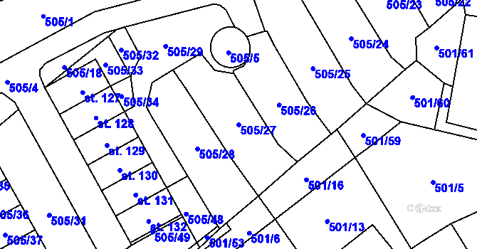 Parcela st. 505/27 v KÚ Voltuš, Katastrální mapa