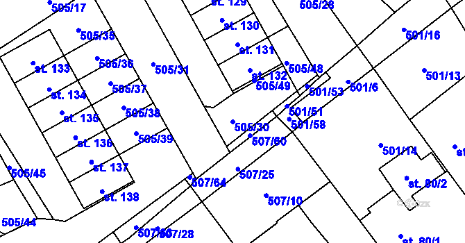 Parcela st. 505/30 v KÚ Voltuš, Katastrální mapa