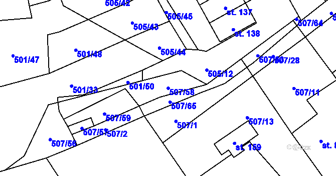 Parcela st. 507/58 v KÚ Voltuš, Katastrální mapa