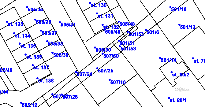 Parcela st. 507/60 v KÚ Voltuš, Katastrální mapa