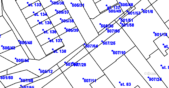Parcela st. 507/64 v KÚ Voltuš, Katastrální mapa