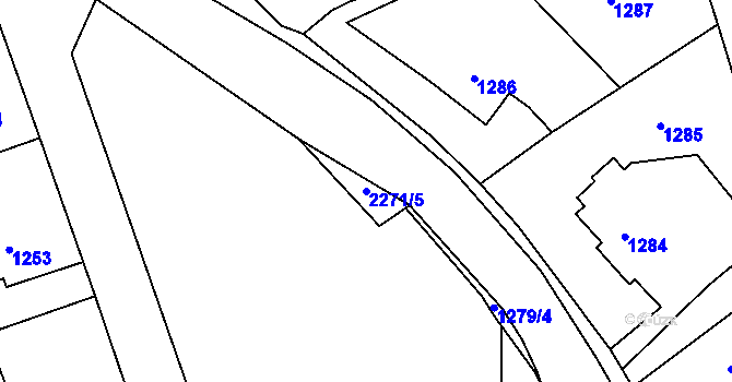 Parcela st. 2271/5 v KÚ Volyně, Katastrální mapa