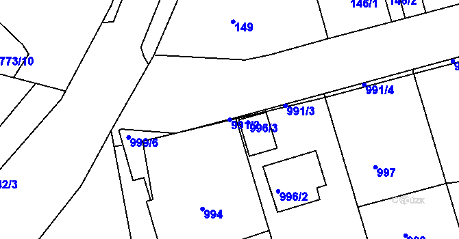 Parcela st. 991/2 v KÚ Volyně, Katastrální mapa