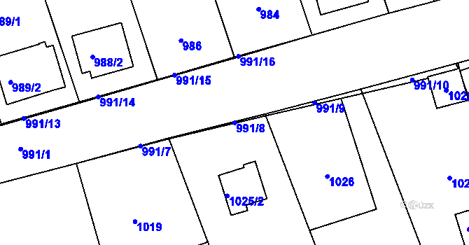 Parcela st. 991/8 v KÚ Volyně, Katastrální mapa