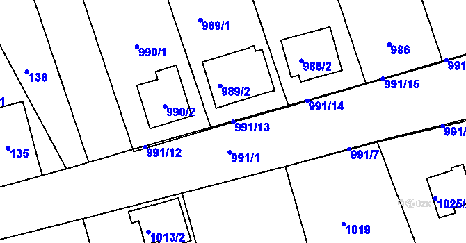 Parcela st. 991/13 v KÚ Volyně, Katastrální mapa