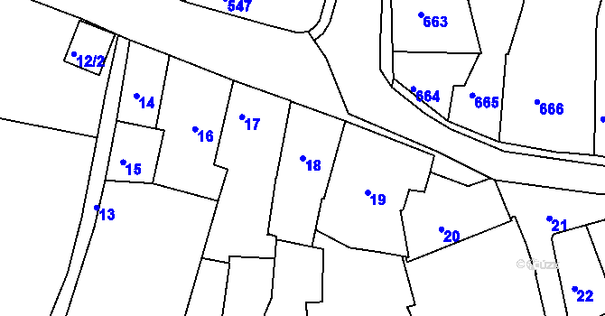 Parcela st. 18 v KÚ Volyně, Katastrální mapa