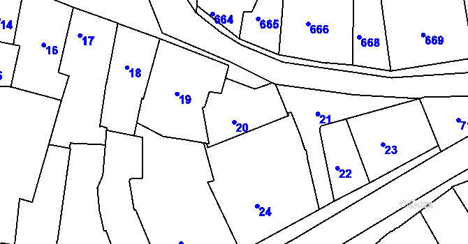 Parcela st. 20 v KÚ Volyně, Katastrální mapa