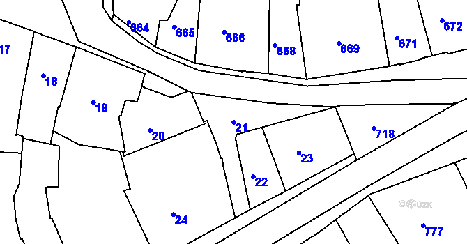 Parcela st. 21 v KÚ Volyně, Katastrální mapa