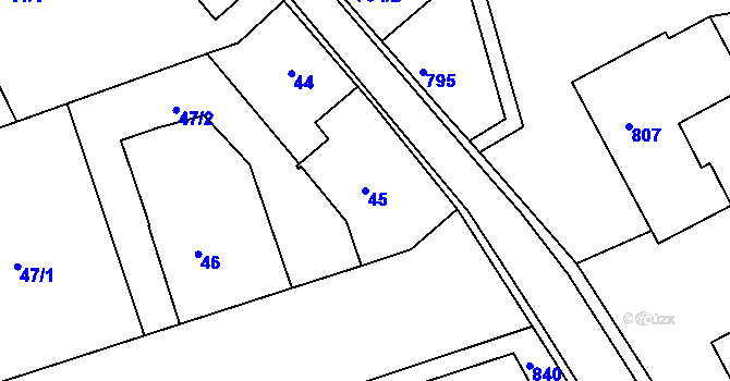 Parcela st. 45 v KÚ Volyně, Katastrální mapa