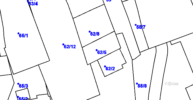 Parcela st. 62/5 v KÚ Volyně, Katastrální mapa