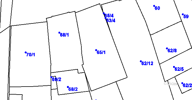 Parcela st. 65/1 v KÚ Volyně, Katastrální mapa