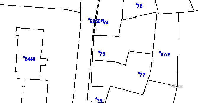 Parcela st. 76 v KÚ Volyně, Katastrální mapa