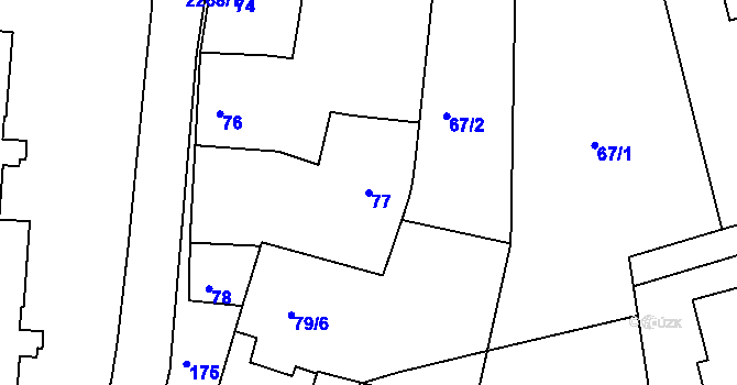 Parcela st. 77 v KÚ Volyně, Katastrální mapa