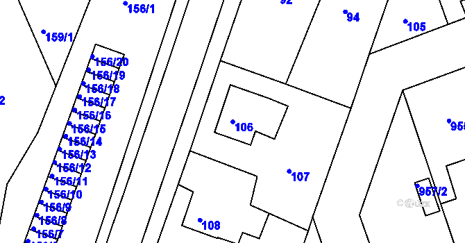 Parcela st. 106 v KÚ Volyně, Katastrální mapa
